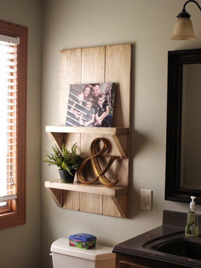 Rustic Barn Board Bathroom Shelves #overtoiletstorage #storage #toilet #decorhomeideas