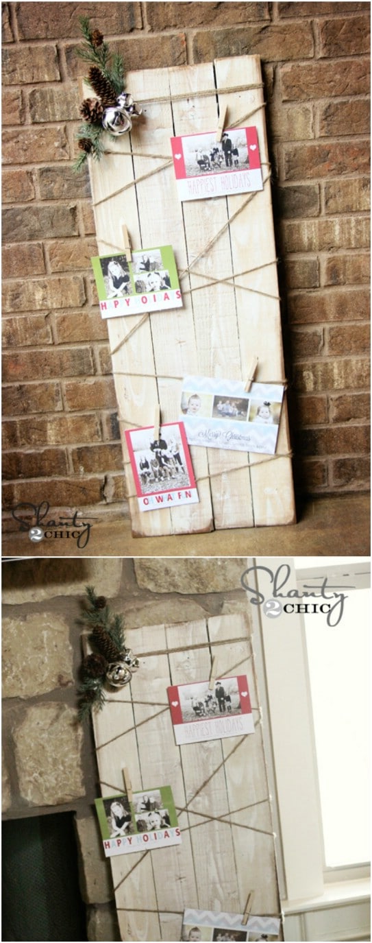 Rustic DIY Christmas Card Display #Christmas #reclaimedwood #decorhomeideas