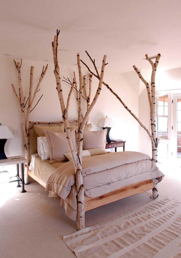 Scandinavian Forest Four-Poster Bed #branches #homedecor #decorhomeideas