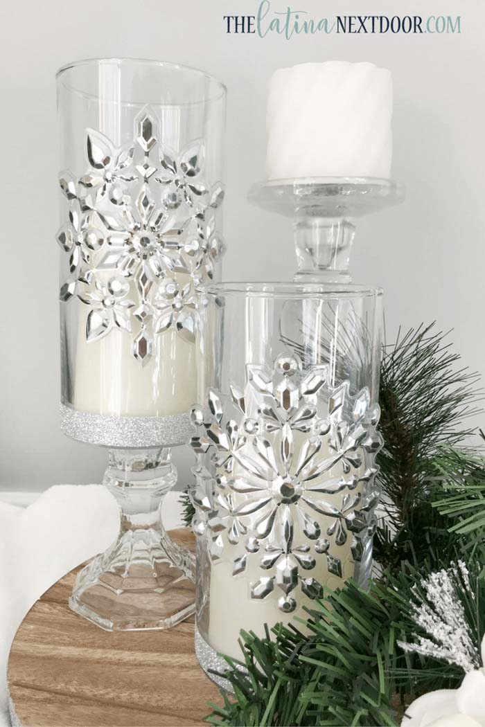 Silver Crystal Raised Candleholder Set #Christmas #silver #decorations #decorhomeideas