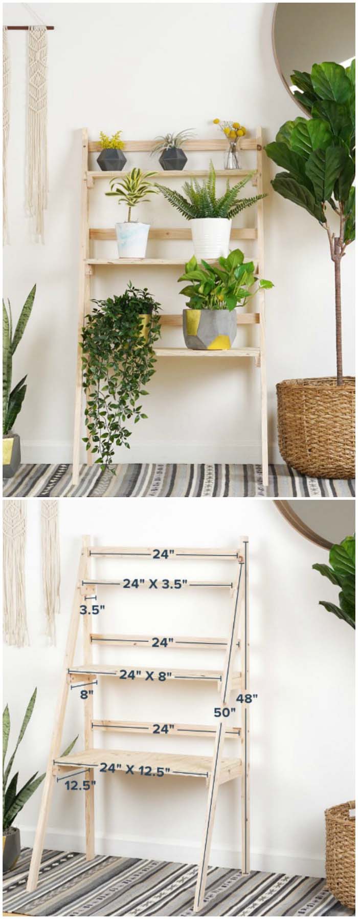 Simple DIY Ladder Plant Stand #ladderplanter #decorhomeideas