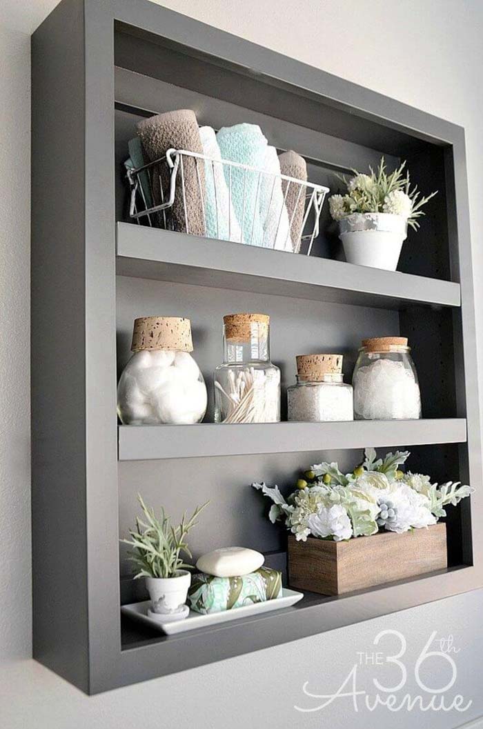 Simple Shadow Box Bathroom Organizer #overtoiletstorage #storage #toilet #decorhomeideas