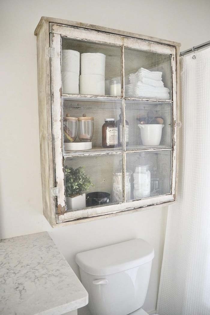 Upcycled Over-Toilet Bathroom Storage Cabinet #overtoiletstorage #storage #toilet #decorhomeideas