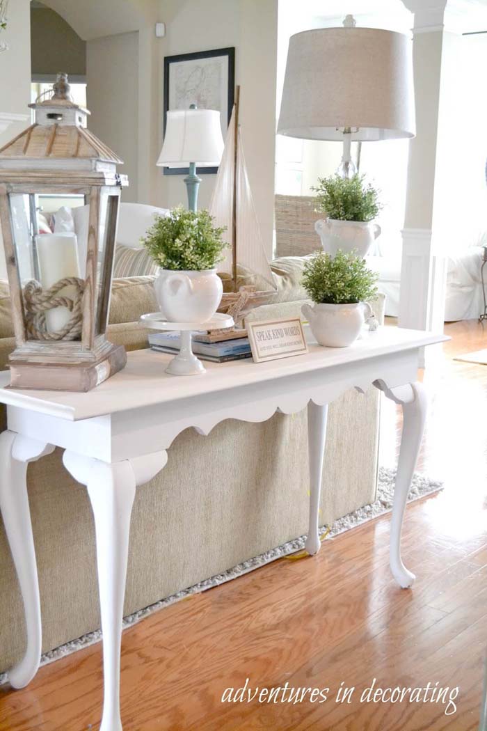 White Couch Table with Oversized Accessories #frenchcountry #decor #decorhomeideas