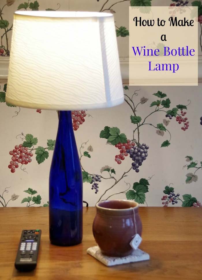 Wine Bottle Lamp #winebottle #crafts #repurpose #decorhomeideas