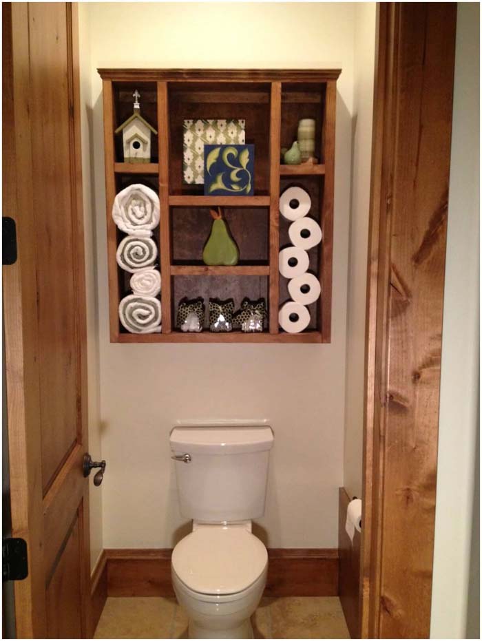 Wood Shadow Box Bathroom Organizer #overtoiletstorage #storage #toilet #decorhomeideas