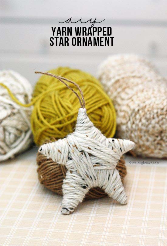 Yarn Wrapped Star Ornament #Christmas #ornaments #dollarstore #decorhomeideas