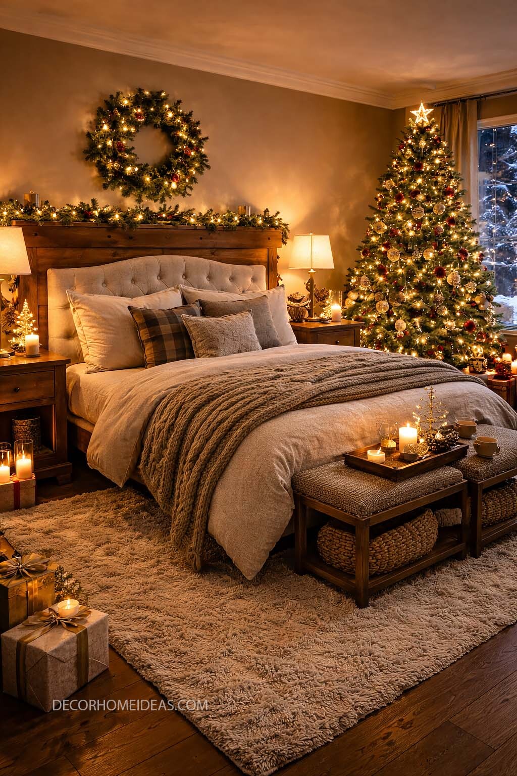 Warm and Cozy Christmas Bedroom Decor Inspiration