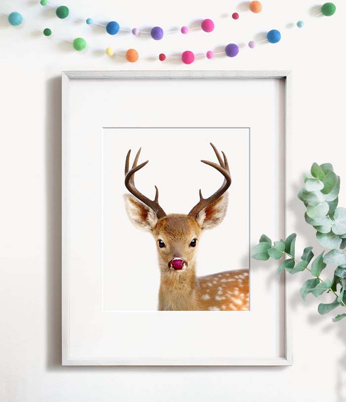 Baby Reindeer with Red Nose Printable Art #Christmas #reindeer #decorhomeideas