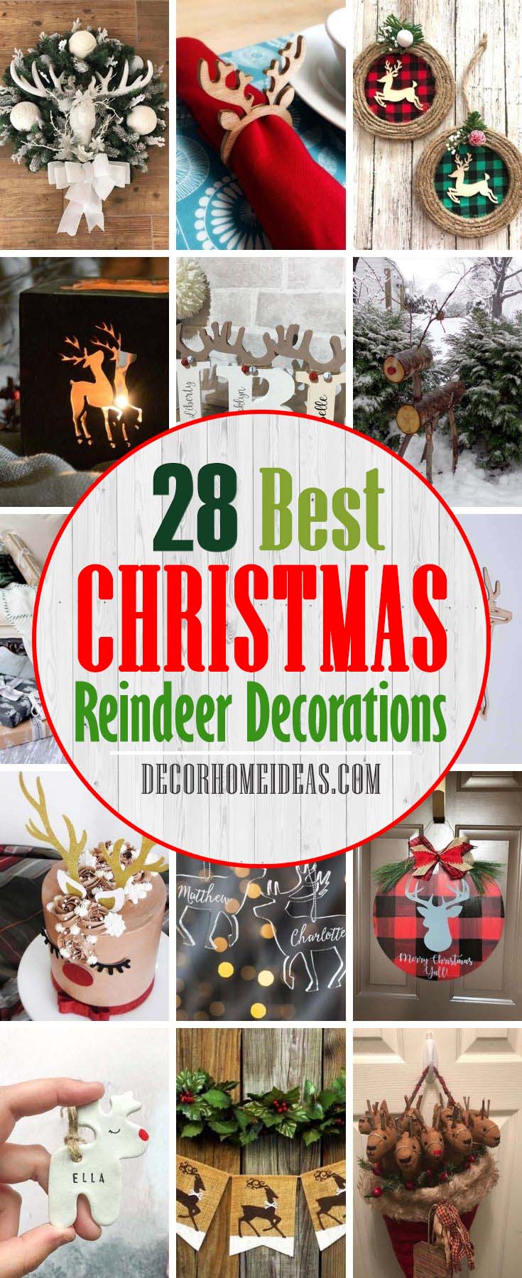 Best Christmas Reindeer Decoration. Christmas is the perfect time of year to decorate your home with DIY Christmas reindeer decor! Sure Santa is common, snowmen are wonderful, and Christmas trees will always have their place, but Christmas reindeer are so cute, festive and fun! #decorhomeideas