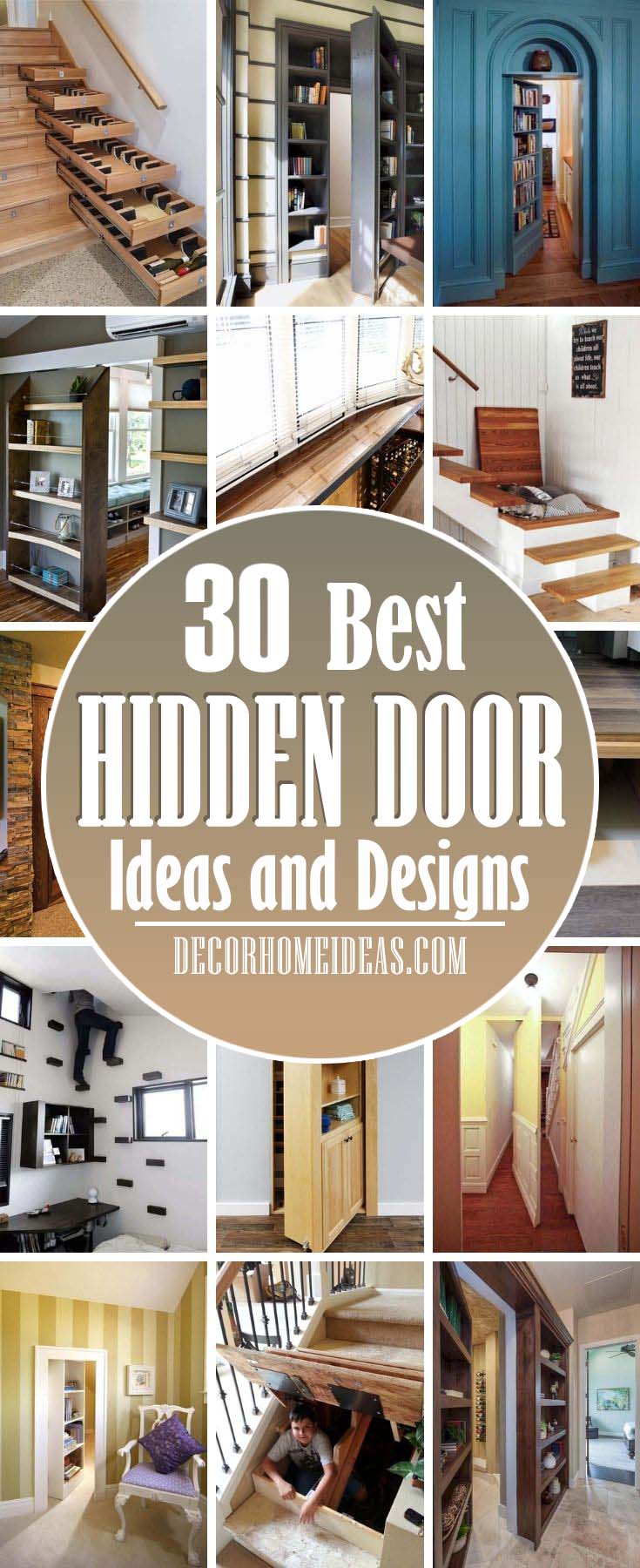 30 Clever Door Ideas That Are, Making A False Bookcase Door Knob