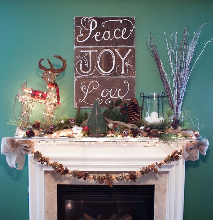 Bring Winter Indoors with Natural Decorations #Christmas #mantel #decorhomeideas