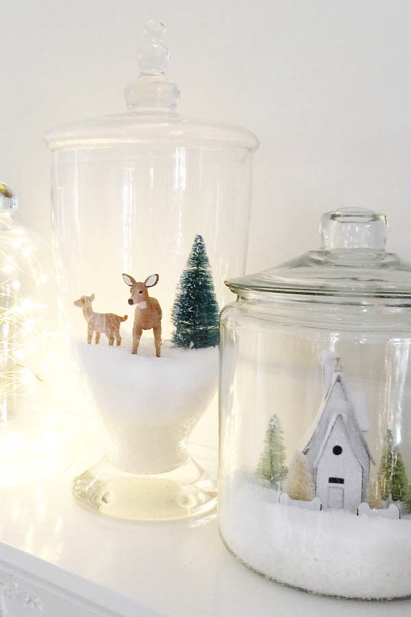 Christmas Village Jars #Christmas #cheap #elegant #decorhomeideas