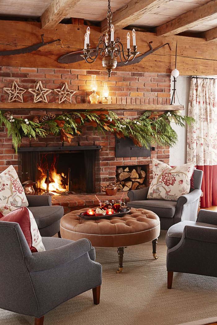 Cozy Up Your Fireplace #Christmas #style #decorhomeideas