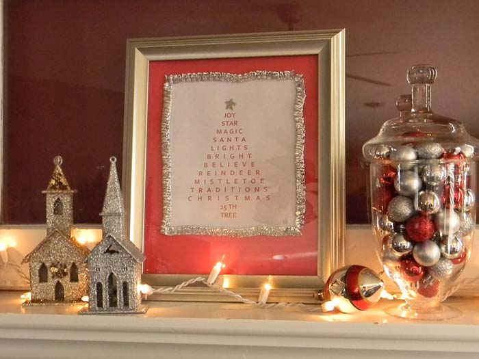 Create Your Own Framed Tree Word Art #Christmas #mantel #decorhomeideas