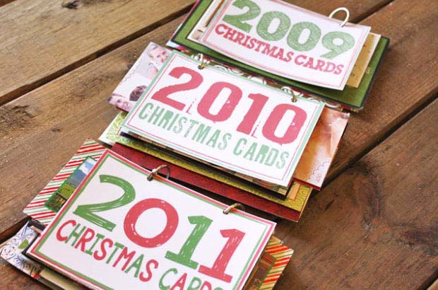 DIY Christmas Card Books #Christmas #storage #organization #decorhomeideas