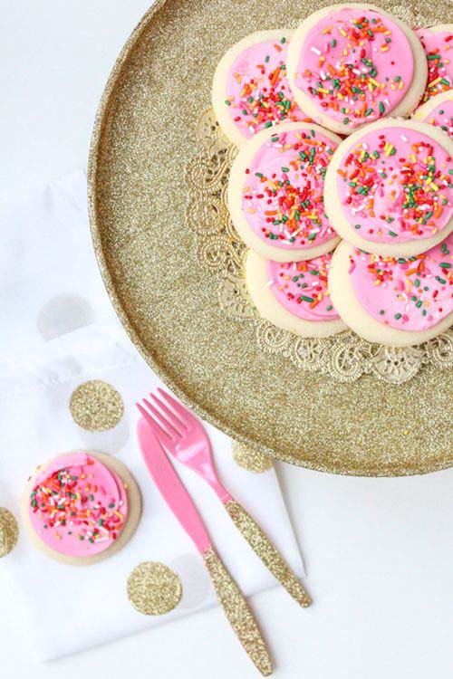 DIY Glitter Cake Stand Utensils