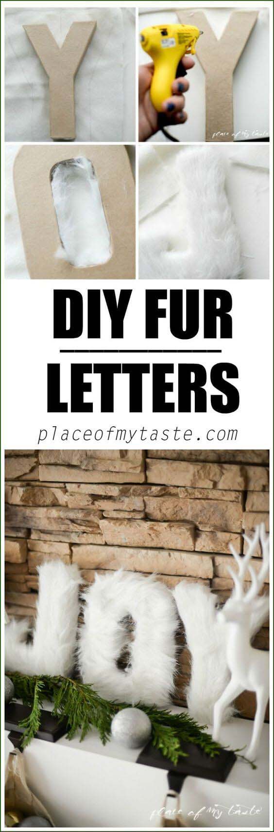 Easy Fashion-Forward Faux Fur Letters #Christmas #crafts #decorations #decorhomeideas
