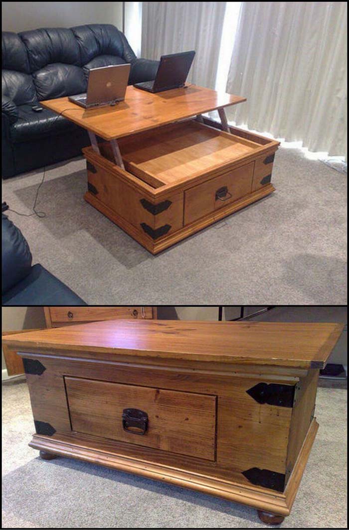 Flip Up Coffee Table Workspace