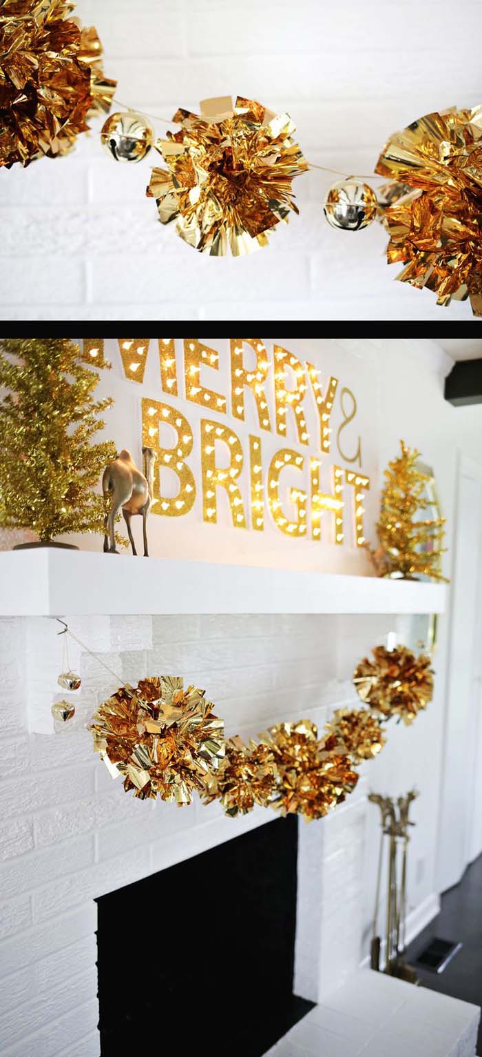 Gold Sparkle #Christmas #DIY #garland #decorhomeideas