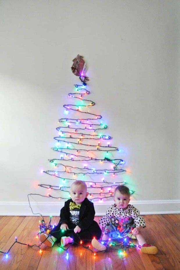 Just Lights #Christmas #Christmastree #nontraditional #decorhomeideas