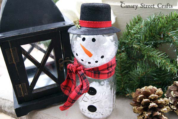Mason Jar Snowman #Christmas #snowman #crafts #decorhomeideas