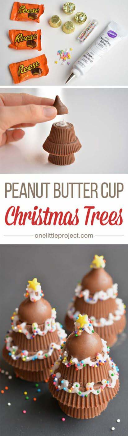 Peanut Butter Cup Christmas Trees #Christmas #treats #decorhomeideas