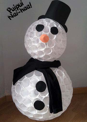 Plastic Cups Snowman #Christmas #snowman #crafts #decorhomeideas