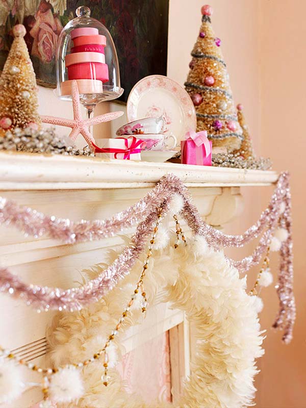 Pretty in Pink #Christmas #DIY #garland #decorhomeideas