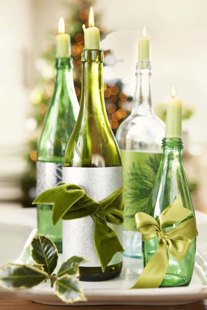 Repurpose Wine Bottles #Christmas #style #decorhomeideas