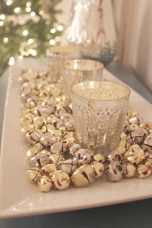 Silver Bells Candle Tray #Christmas #cheap #elegant #decorhomeideas