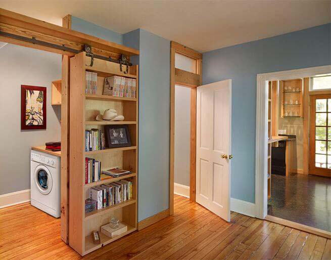 Sliding Bookcase Laundry Room Door