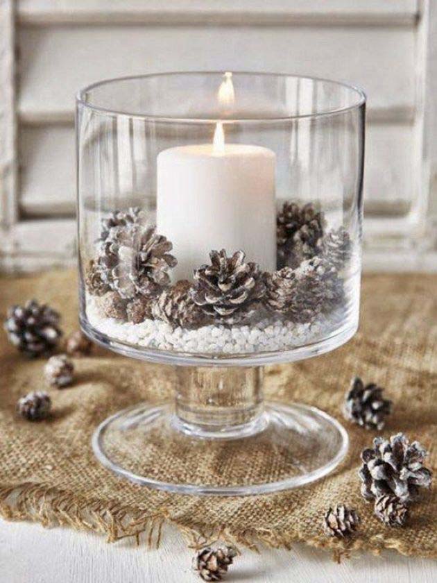 Snowy Candle Holder #Christmas #cheap #elegant #decorhomeideas