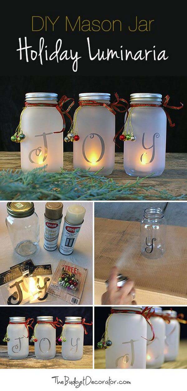 Spell it Out with Frosted Luminaries #Christmas #crafts #decorations #decorhomeideas