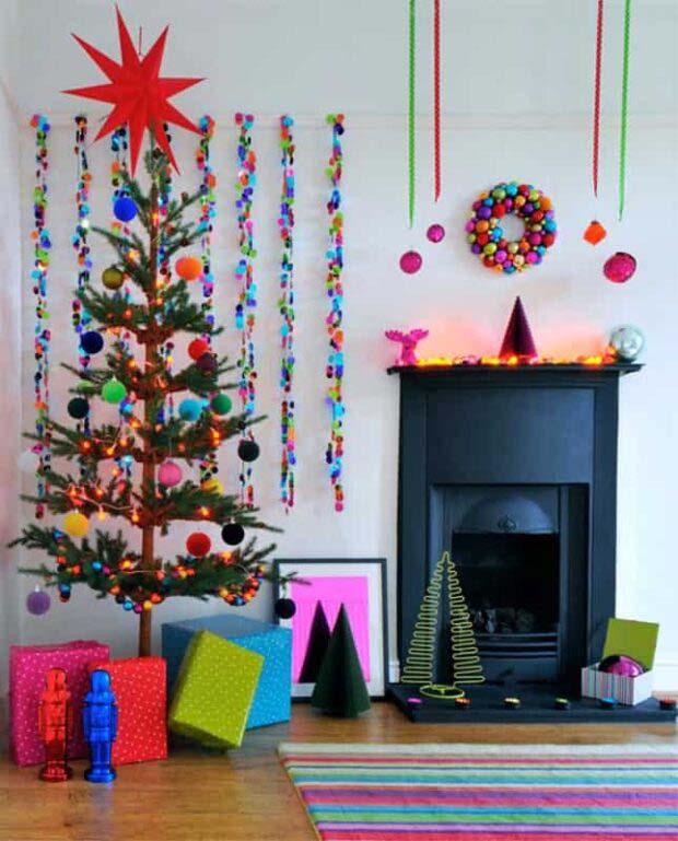 Technicolor #Christmas #Christmastree #nontraditional #decorhomeideas