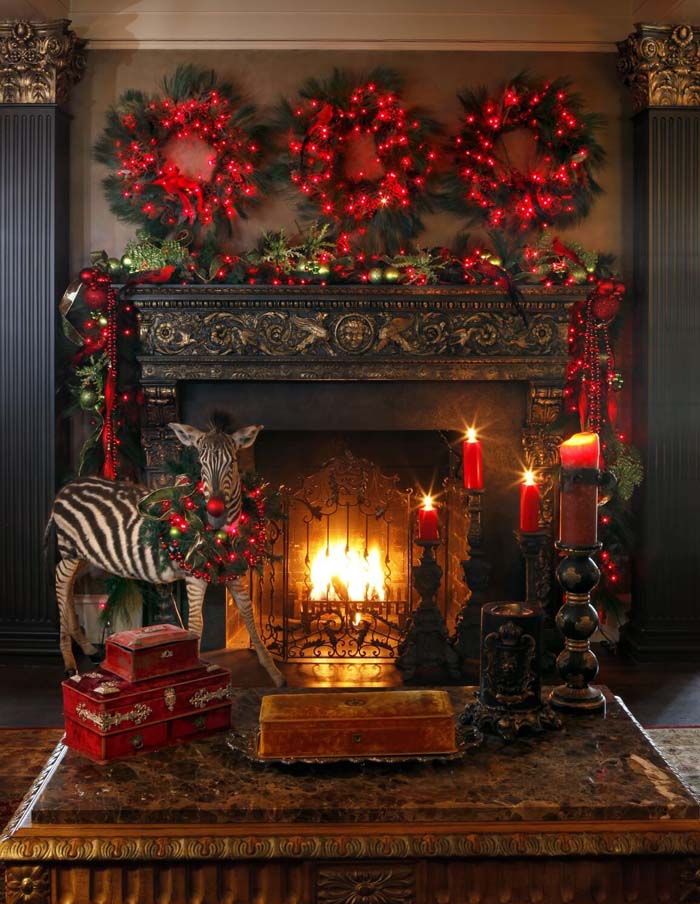 Three Wreaths Are Better Than One #Christmas #mantel #decorhomeideas