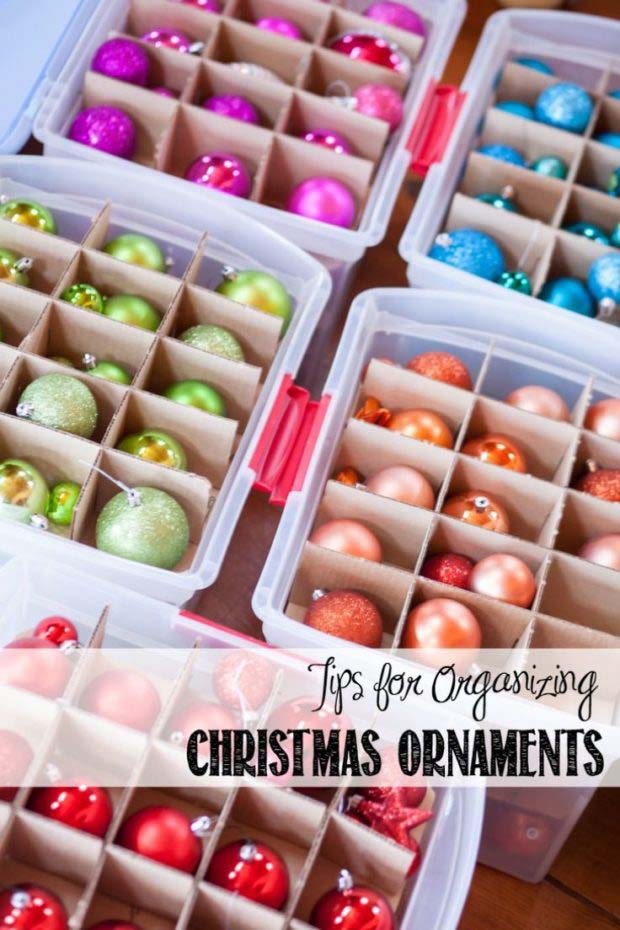 Tips For Organizing Christmas Ornaments #Christmas #storage #organization #decorhomeideas