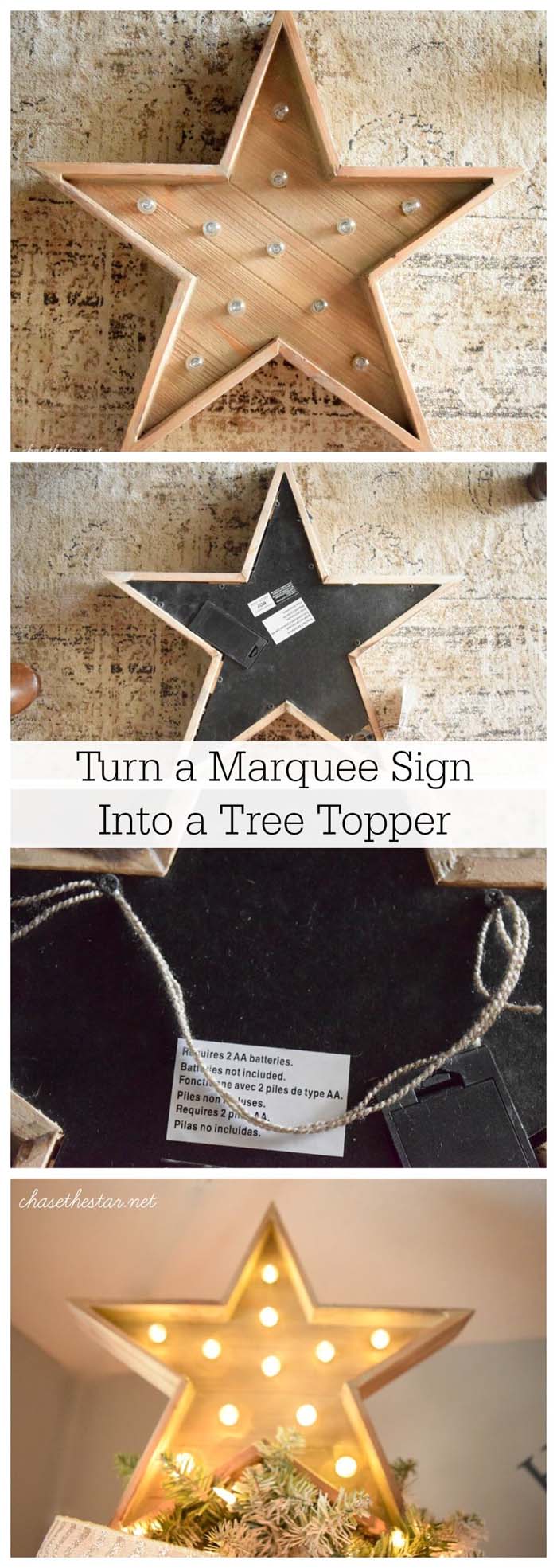 Turn a Star Marquee into a Tree-Topper #Christmas #crafts #decorations #decorhomeideas