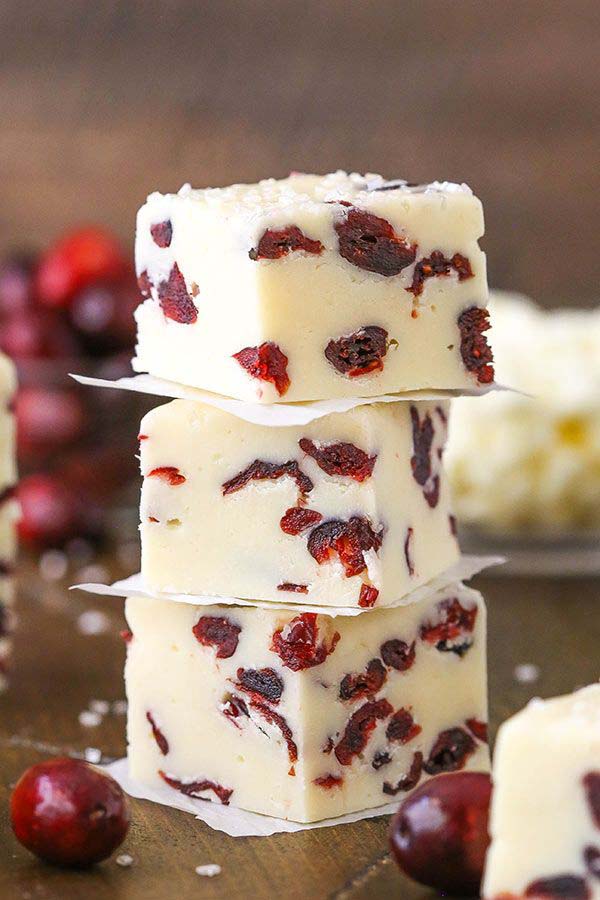 White Chocolate Cranberry Fudge #Christmas #treats #decorhomeideas