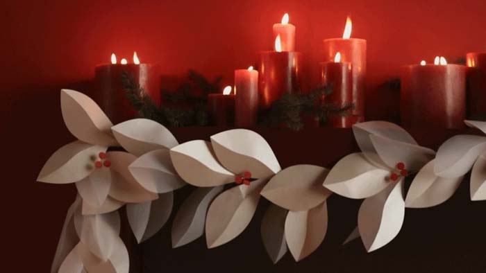 White Leaves #Christmas #DIY #garland #decorhomeideas