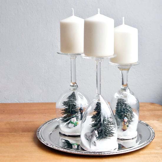 Wine Glass Snow Globe #Christmas #cheap #elegant #decorhomeideas