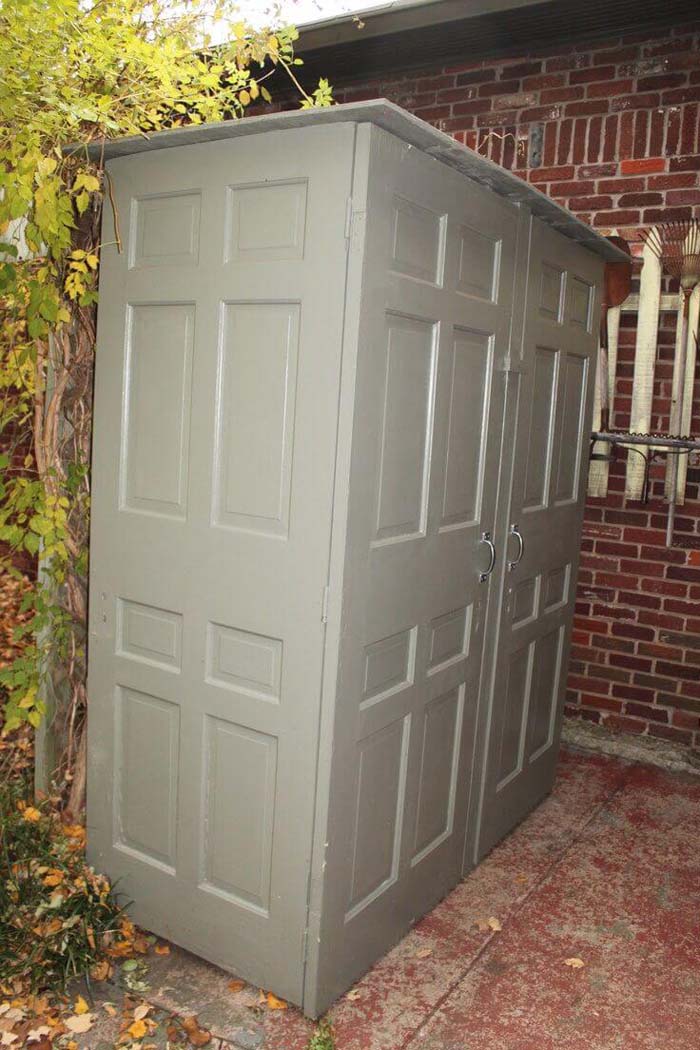 A Storage Shed Made from Recycled Doors #shed #garden #decorhomeideas