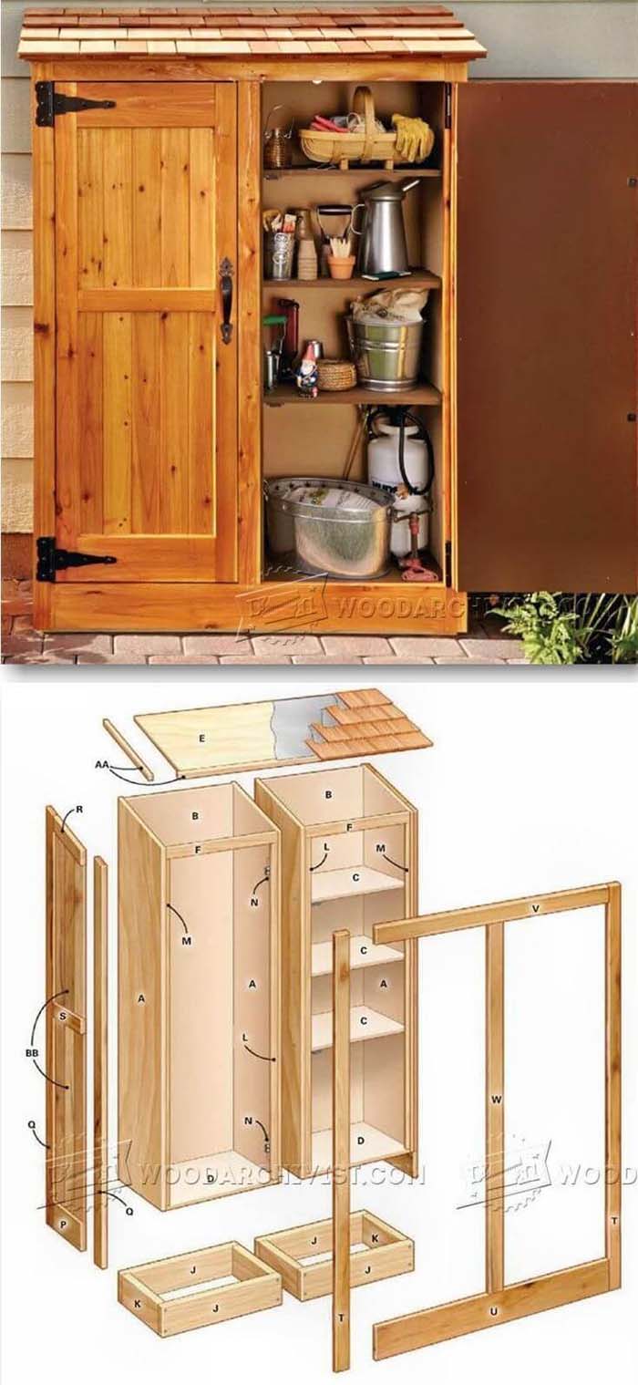 A Wooden Storage Cabinet with Shelves #shed #garden #decorhomeideas