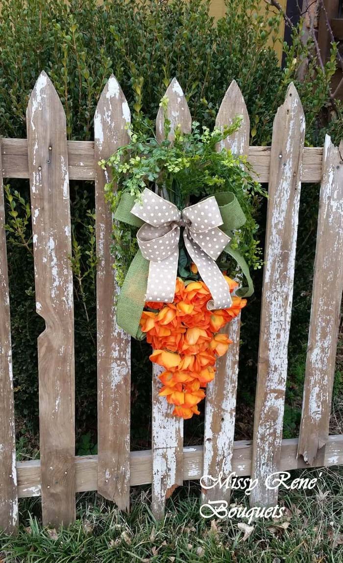 Adorable Hippity Hoppity Carrot Wreath for Spring #spring #garden #decorhomeideas