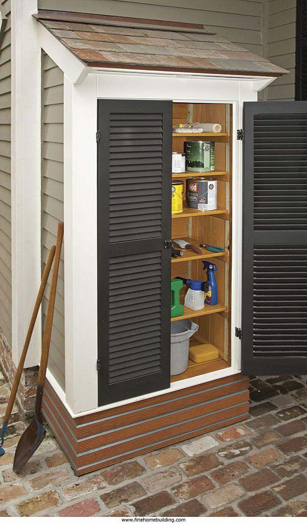 An Add-On Storage Space with Shudder-Style Doors #shed #garden #decorhomeideas