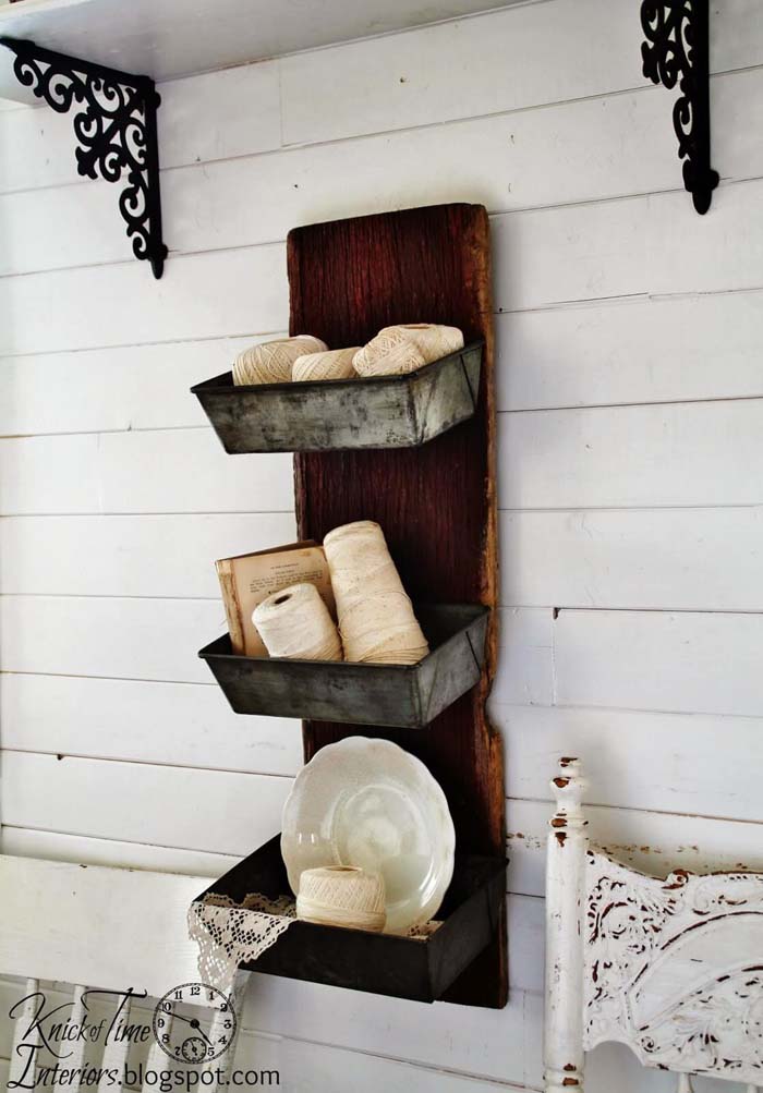 Barn Wood & Bread Tins Wall Bins #rustic #storage #organization #decorhomeideas