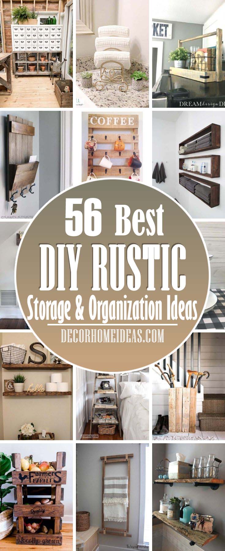 Best DIY Rustic Storage And Organization Ideas. These DIY rustic storage and organization ideas are perfect for decluttering your home. Each one adds a touch of rustic charm to the room and keeps everything in place. #decorhomeideas