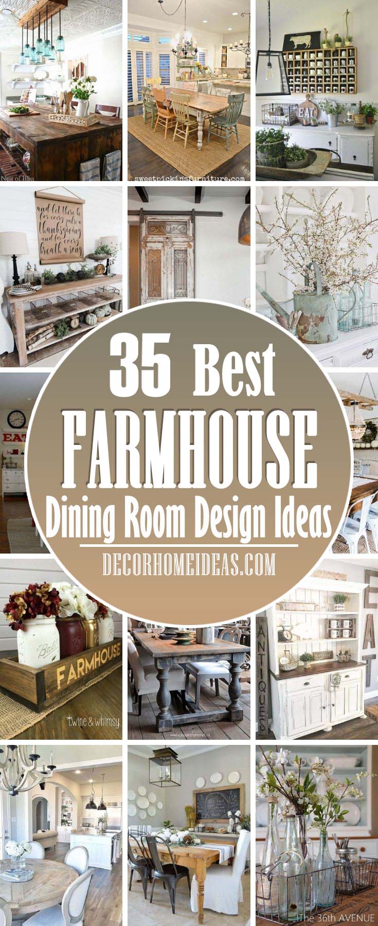 Best Farmhouse Dining Room Design And Decor Ideas. From weathered wood tables to spindle-back chairs, nothing says home sweet home better than a farmhouse dining room. Here's how to get the look. #decorhomeideas