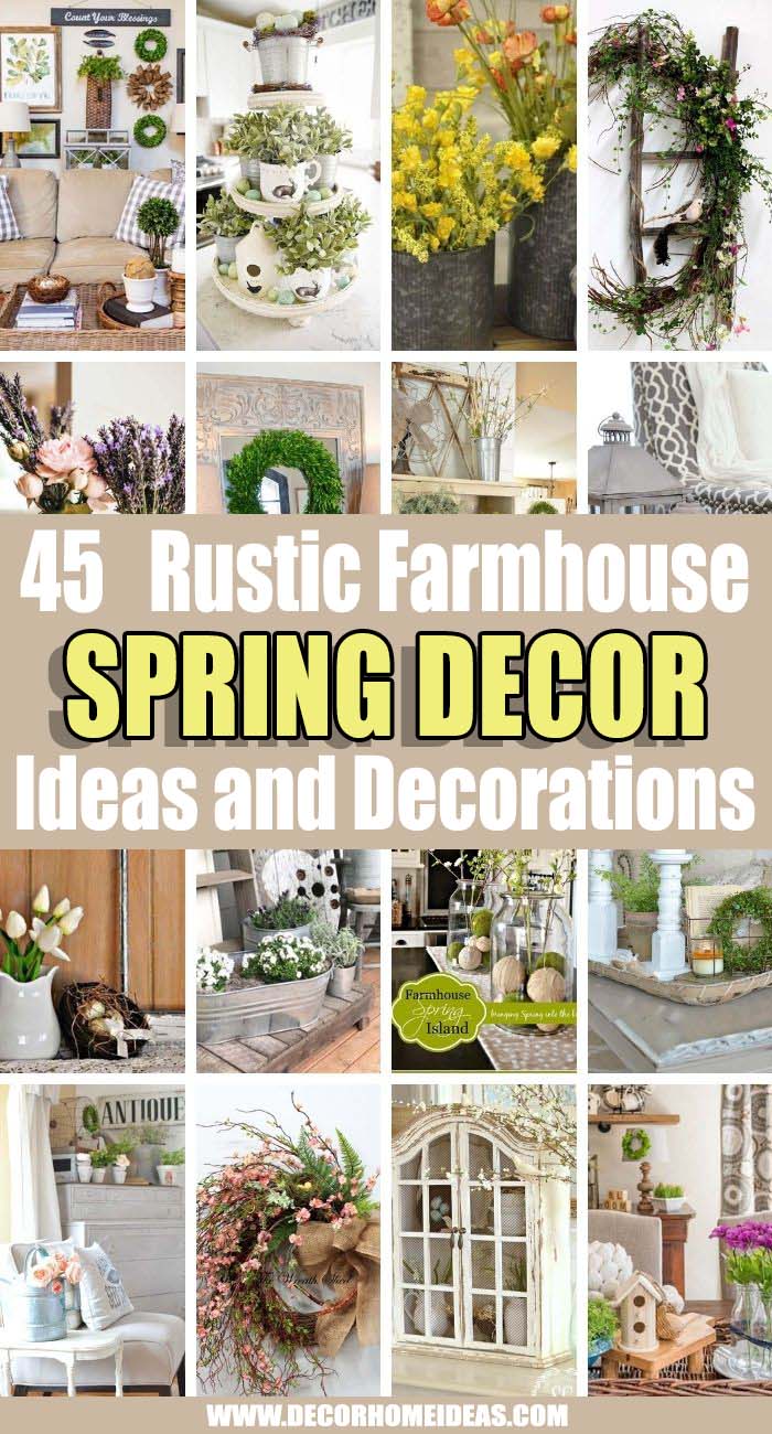 Best Rustic Farmhouse Spring Decor Ideas. Rustic farmhouse decor is beautiful in any season, but it is especially spectacular in spring!  If you are looking for ideas to add farmhouse spring decor to your home, here is inspiration that you don’t want to miss – for mantels, tabletops, entryways and dining areas! #decorhomeideas