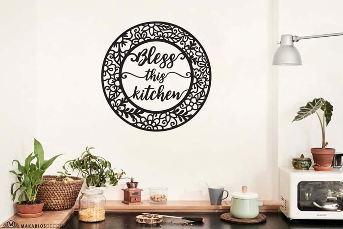 Black Matte Circular Bless this Kitchen Sign #walldecor #kitchen #decorhomeideas